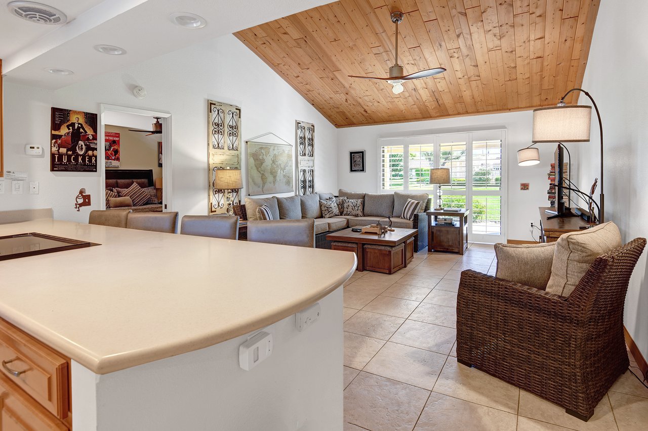 OVER KITCHEN COUNTER TO LIVING SPACE