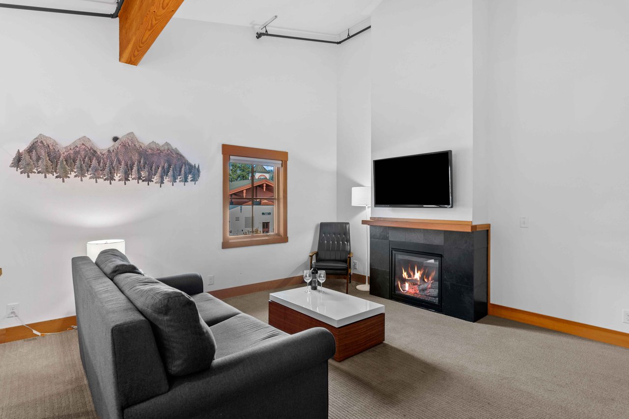 Living Area Whole Room Fireplce Shot