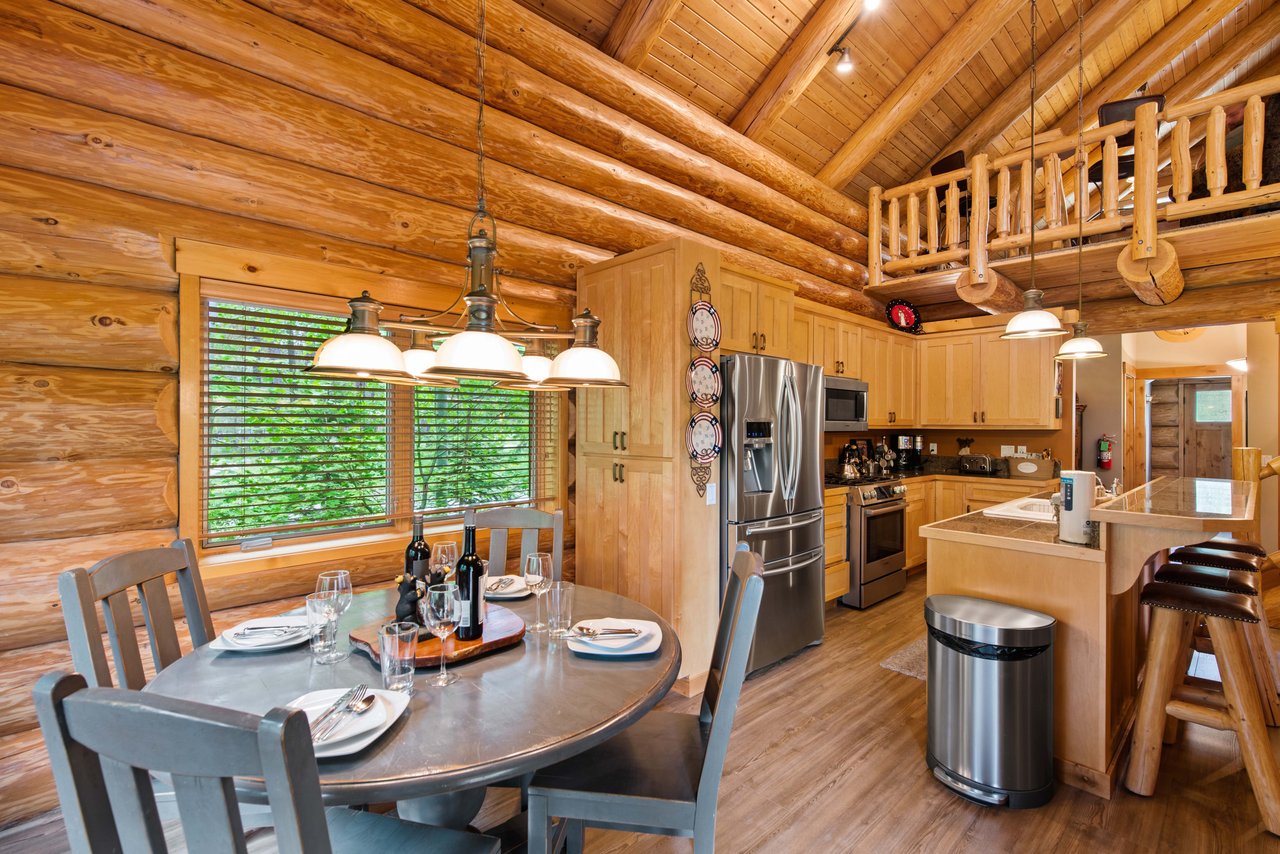 Dining area with cutlery and nature view