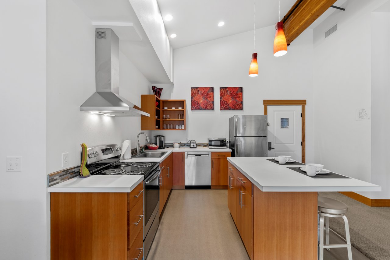 Kitchen with stainless steel appliances