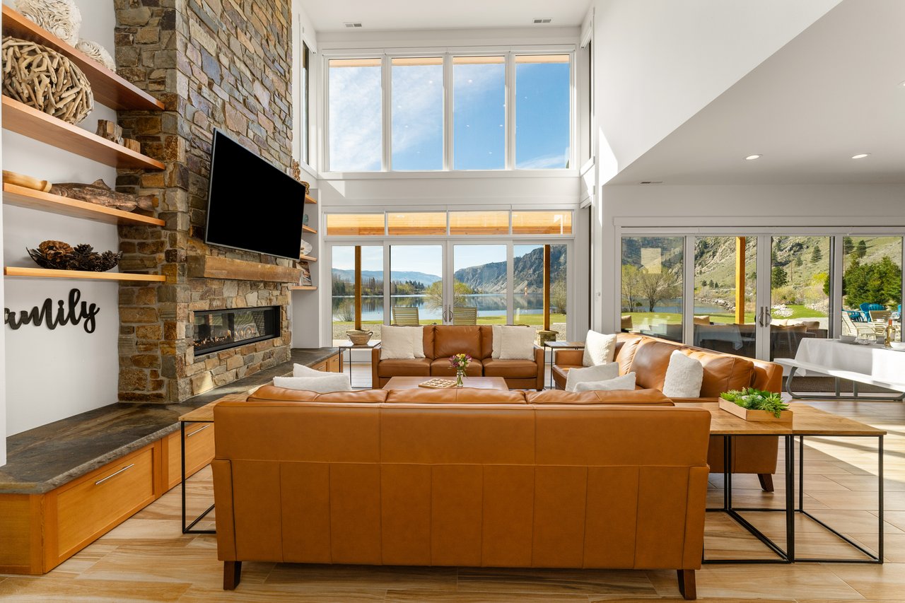 Living Room with Floor to Ceiling Views with sliding glass doors