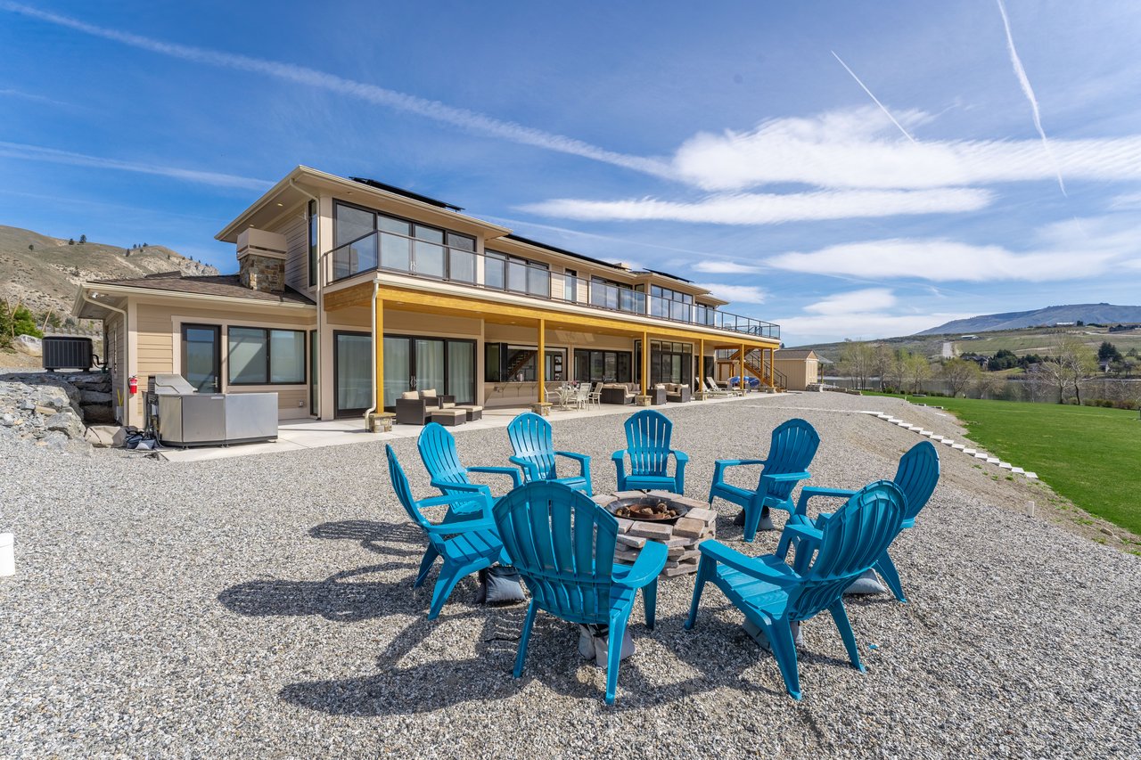 Firepit with adirondack chairs