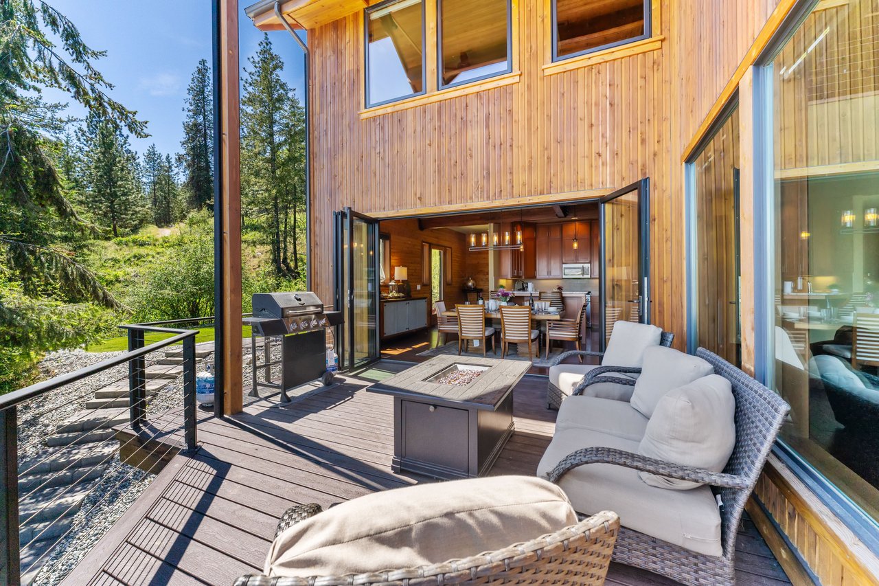 Lounge Furniture on deck, BBQ, and Gas Firepit.