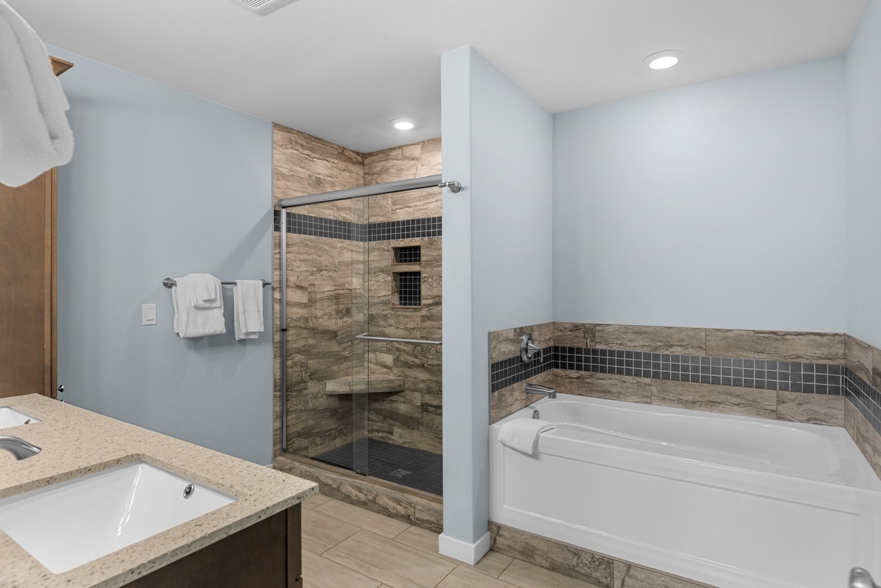 Bathroom with Soaking Tub and Shower Unit