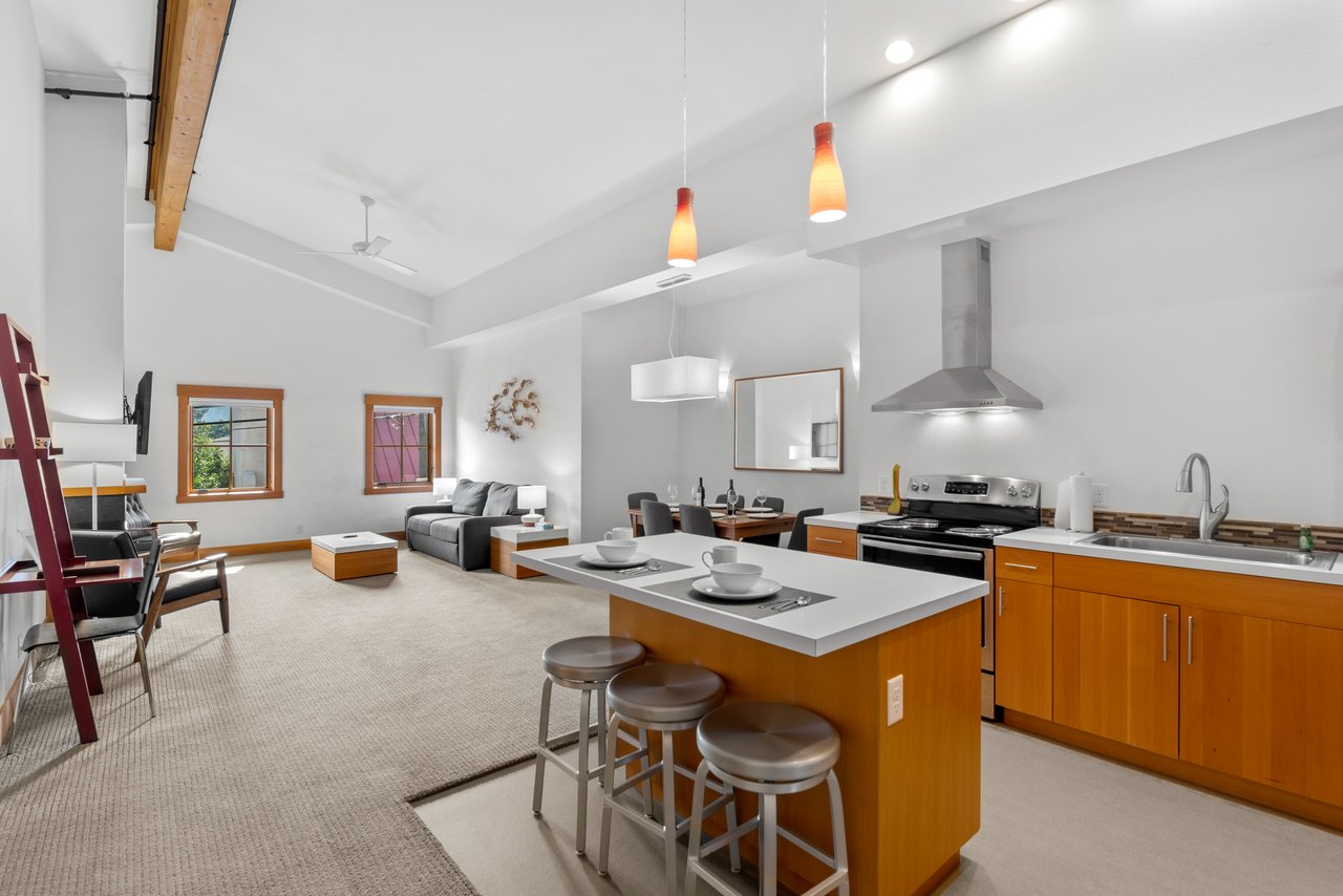 Kitchen, Living and Dining Area