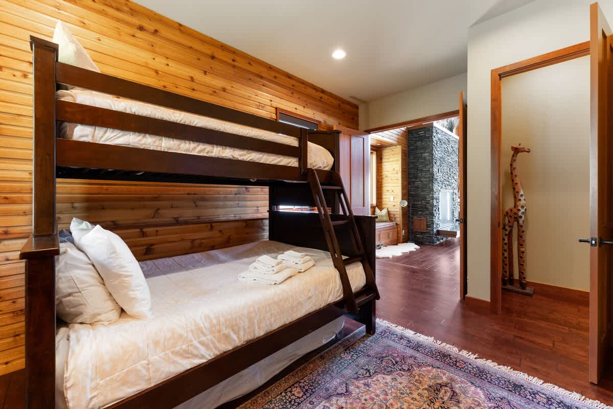 Full Bed on Lower Bunk, Twin Bed on Upper Bunk, and twin trundle