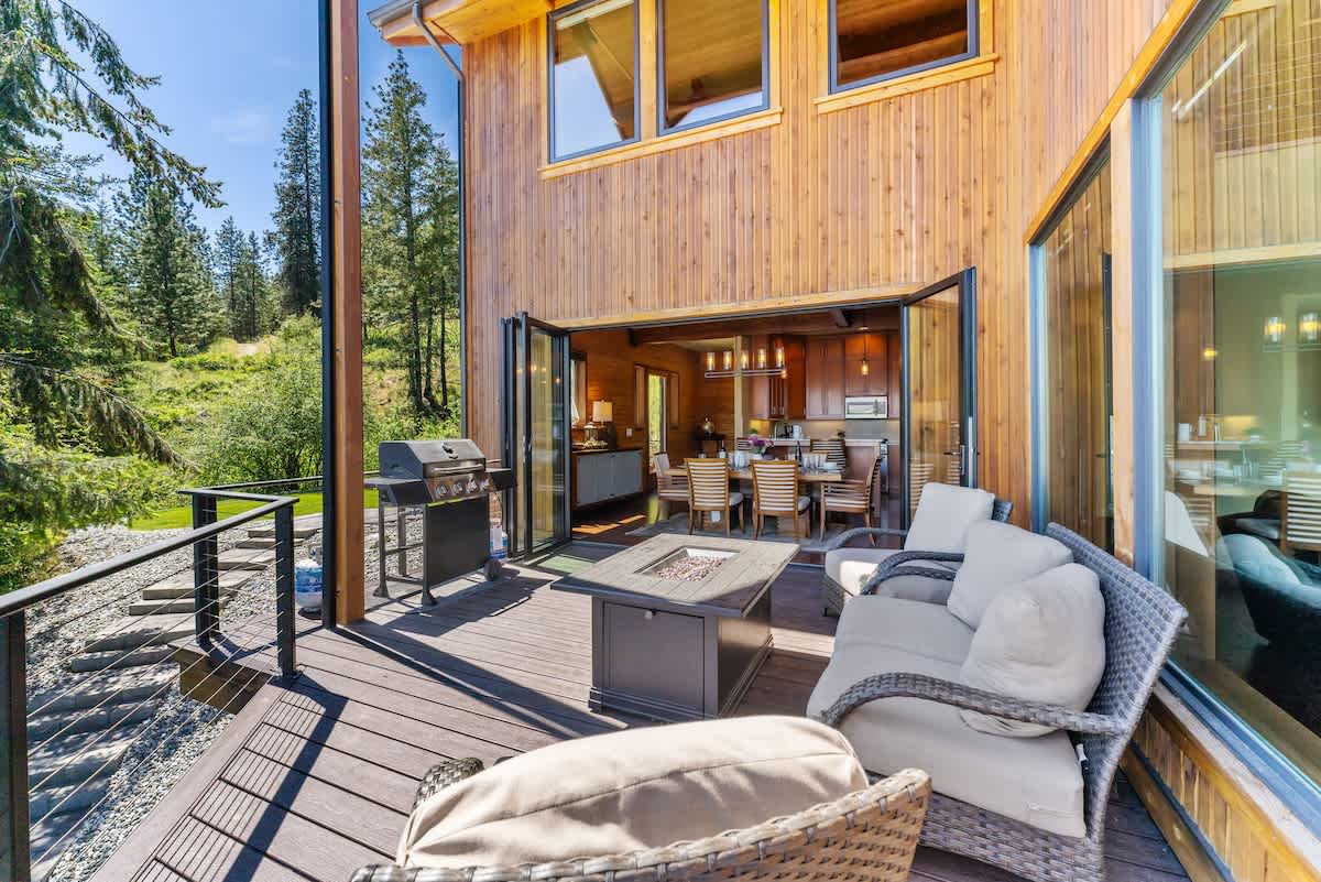 Lounge Furniture on deck, BBQ, and Gas Firepit.