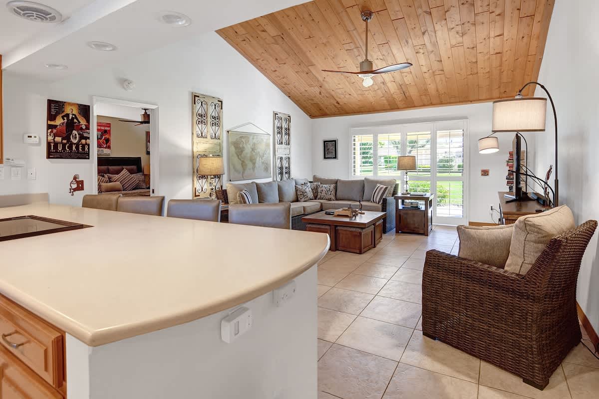 OVER KITCHEN COUNTER TO LIVING SPACE